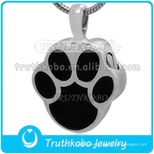 2015 Stainless Steel Pet Urn Pendant Silver Paw Shape Charm Wholesale Stainless Steel Dog Foot Cremation Jewelry